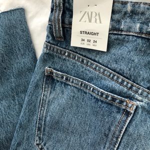Zara high rise straight jeans